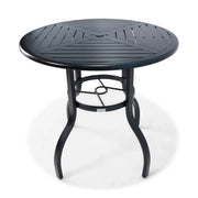 42 Inch Round Black Farnham Slat Bar Height Table - The Great Escape