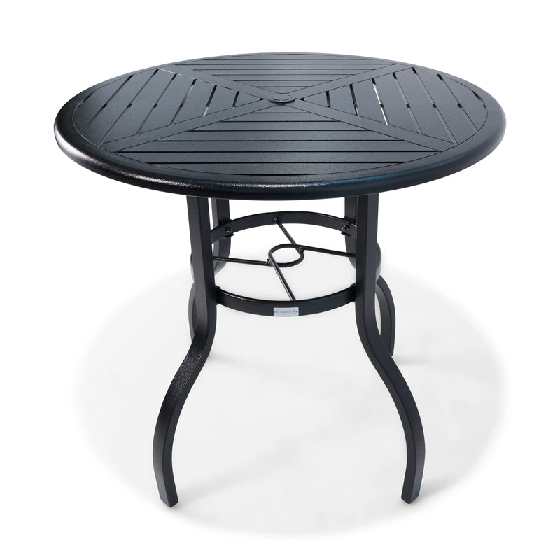 42 Inch Round Black Farnham Slat Bar Height Table - The Great Escape