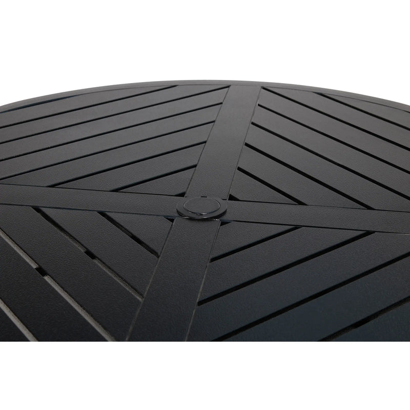 42 Inch Round Black Farnham Slat Bar Height Table - The Great Escape