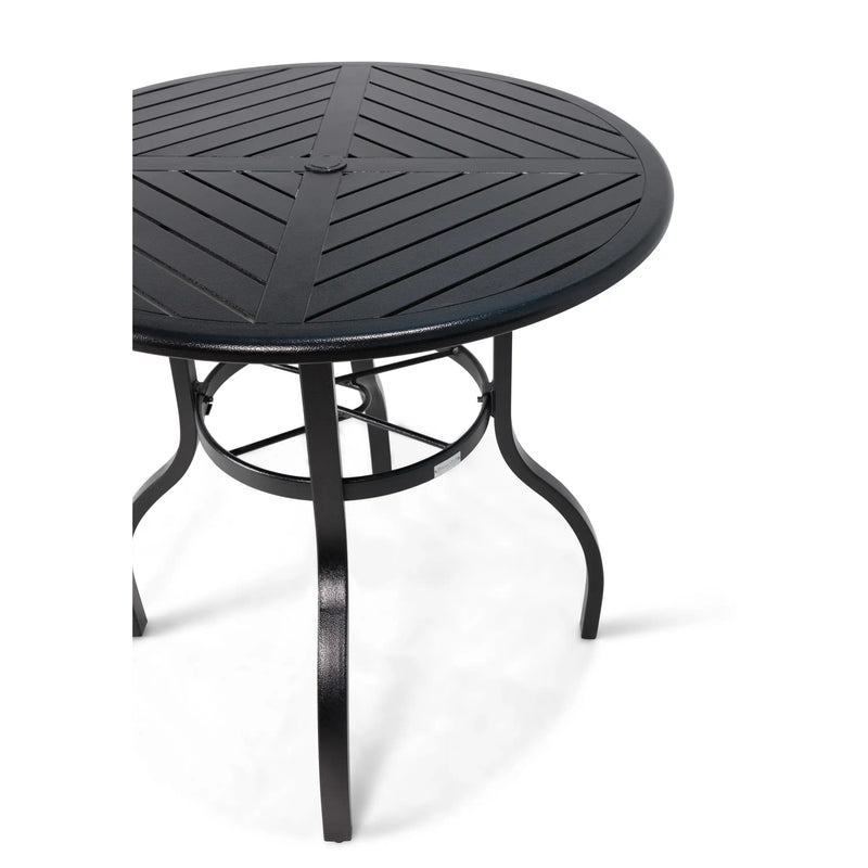 42 Inch Round Black Farnham Slat Bar Height Table - The Great Escape
