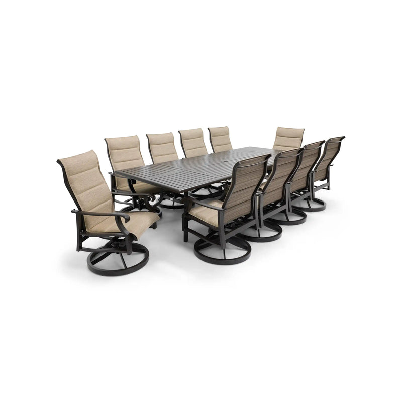 Stirling 11 Piece Padded Sling Dining Group W/ 44"x112" Rect. Table - The Great Escape