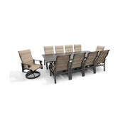 Stirling 11 Piece Padded Sling Dining Group W/ 44"x112" Rect. Table - The Great Escape