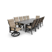 Stirling 11 Piece Padded Sling Dining Group W/ 44"x112" Rect. Table - The Great Escape
