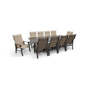 Stirling 11 Piece Padded Sling Dining Group W/ 44"x112" Rect. Table - The Great Escape