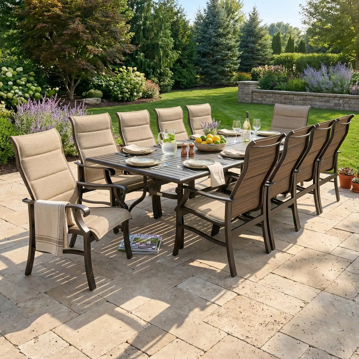 Stirling 11 Piece Padded Sling Dining Group W/ 44