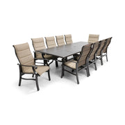 Stirling 11 Piece Padded Sling Dining Group W/ 44"x112" Rect. Table - The Great Escape