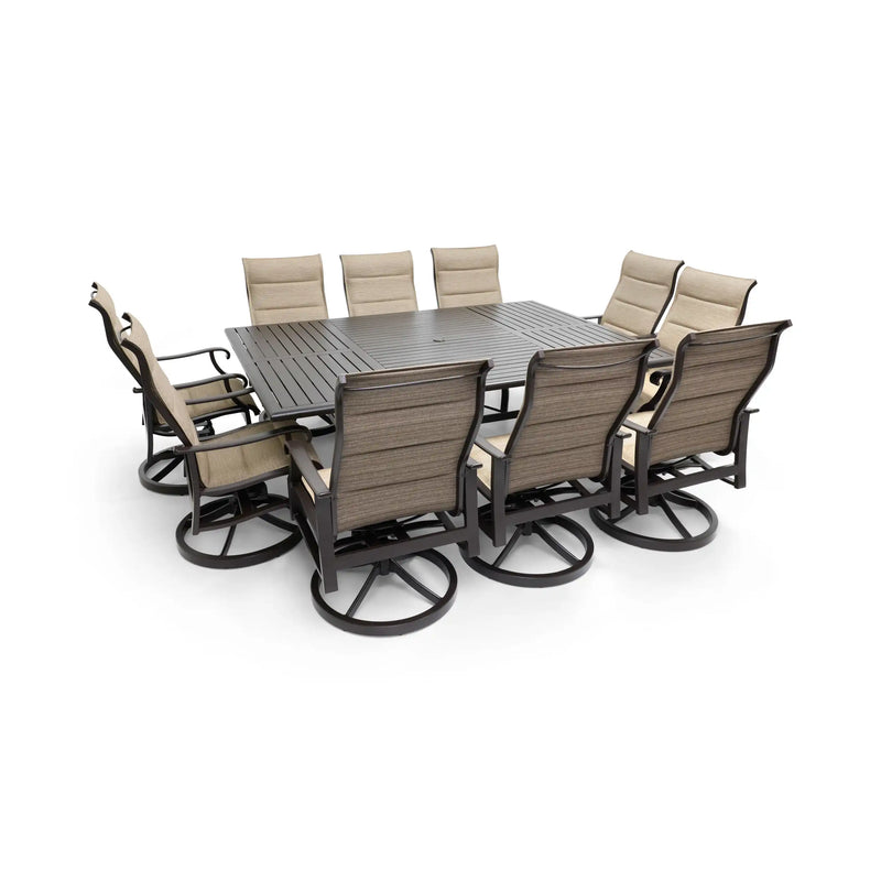 Stirling 11 Piece Padded Sling Dining Group W/ 60"x84" Rect. Table - The Great Escape