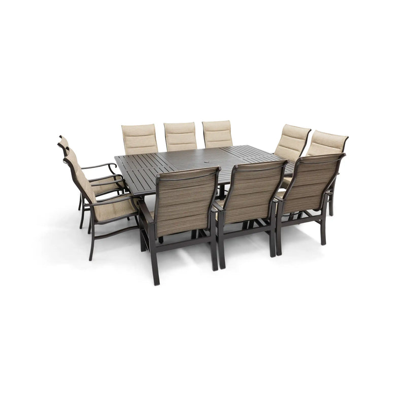 Stirling 11 Piece Padded Sling Dining Group W/ 60"x84" Rect. Table - The Great Escape