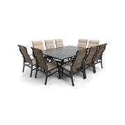 Stirling 11 Piece Padded Sling Dining Group W/ 60"x84" Rect. Table - The Great Escape