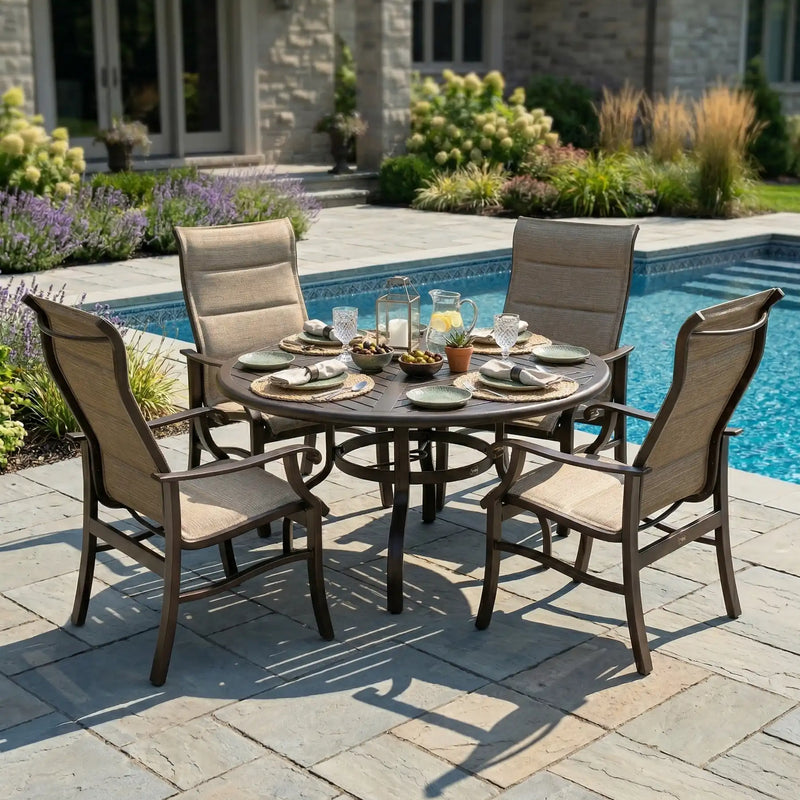 Stirling 5 Piece Padded Sling Dining Group - The Great Escape