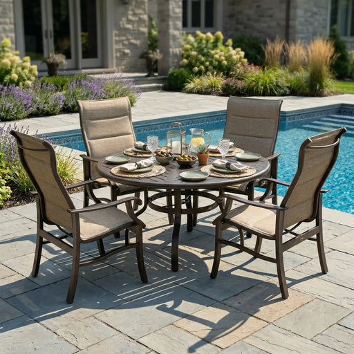 Stirling 5 Piece Padded Sling Dining Group - The Great Escape
