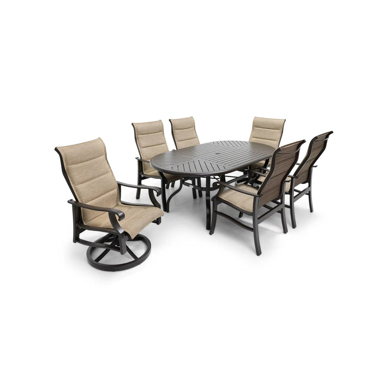 Stirling 7 Piece Padded Sling Oval Dining Group - The Great Escape