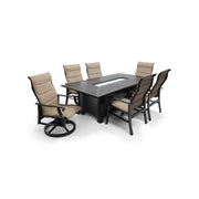 Stirling 7 Piece Padded Sling Firepit Dining Group - The Great Escape