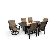 Stirling 7 Piece Padded Sling Firepit Dining Group - The Great Escape
