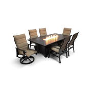 Stirling 7 Piece Padded Sling Firepit Dining Group - The Great Escape