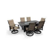 Stirling 7 Piece Padded Sling Firepit Dining Group - The Great Escape