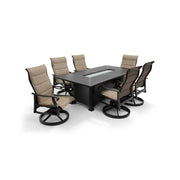 Stirling 7 Piece Padded Sling Firepit Dining Group - The Great Escape