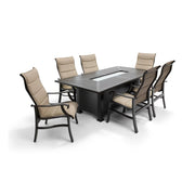 Stirling 7 Piece Padded Sling Firepit Dining Group - The Great Escape