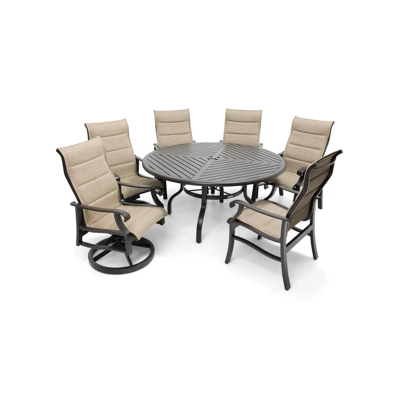 Stirling 7 Piece Padded Sling Round Dining Group - The Great Escape