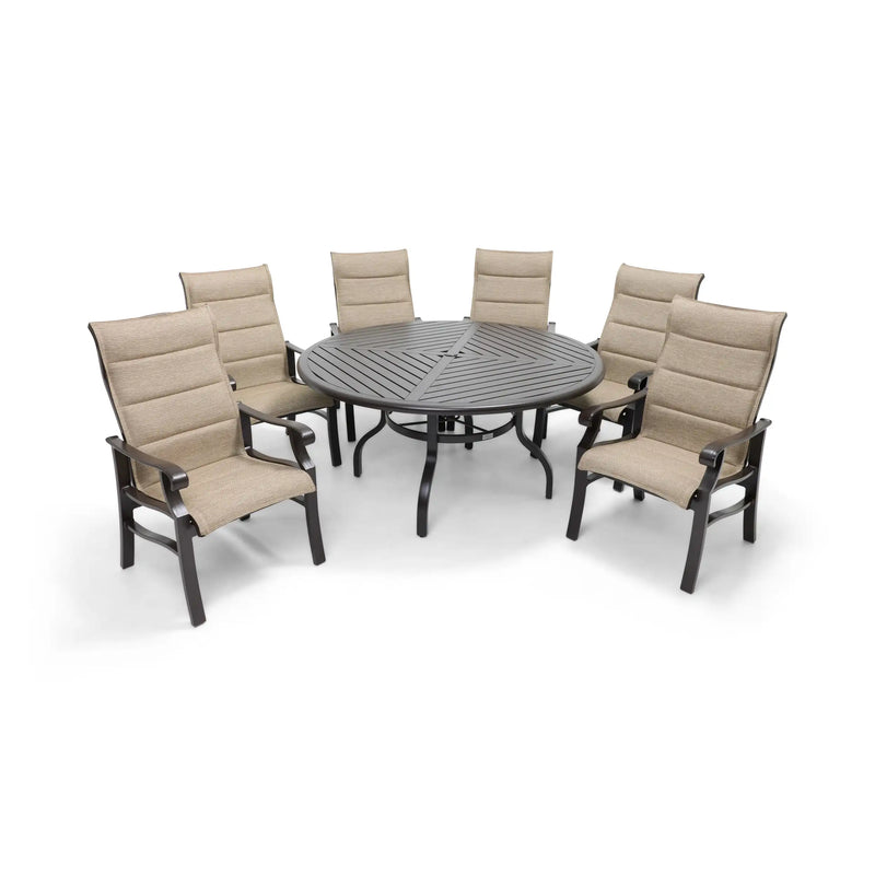 Stirling 7 Piece Padded Sling Round Dining Group - The Great Escape