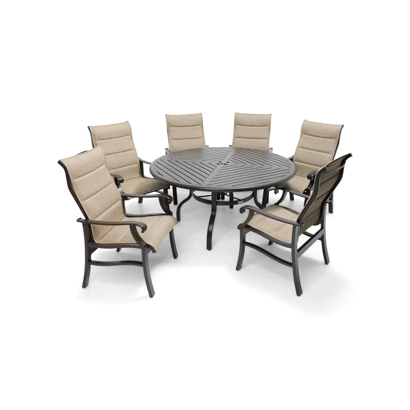 Stirling 7 Piece Padded Sling Round Dining Group - The Great Escape