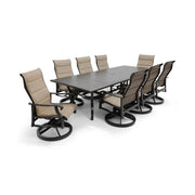 Stirling 9 Piece Padded Sling Dining Group W/ 44"x112" Rect. Table - The Great Escape