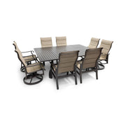 Stirling 9 Piece Padded Sling Dining Group W/ 60"x84" Rect. Table - The Great Escape