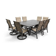 Stirling 9 Piece Padded Sling Dining Group W/ 60"x84" Rect. Table - The Great Escape