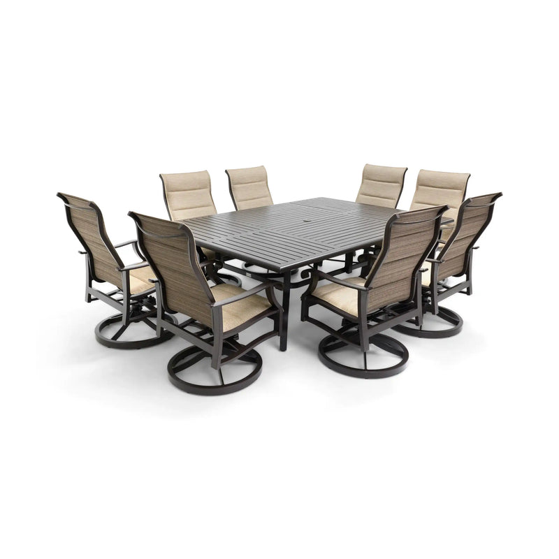 Stirling 9 Piece Padded Sling Dining Group W/ 60"x84" Rect. Table - The Great Escape