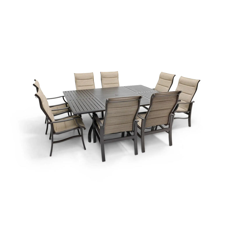 Stirling 9 Piece Padded Sling Dining Group W/ 60"x84" Rect. Table - The Great Escape