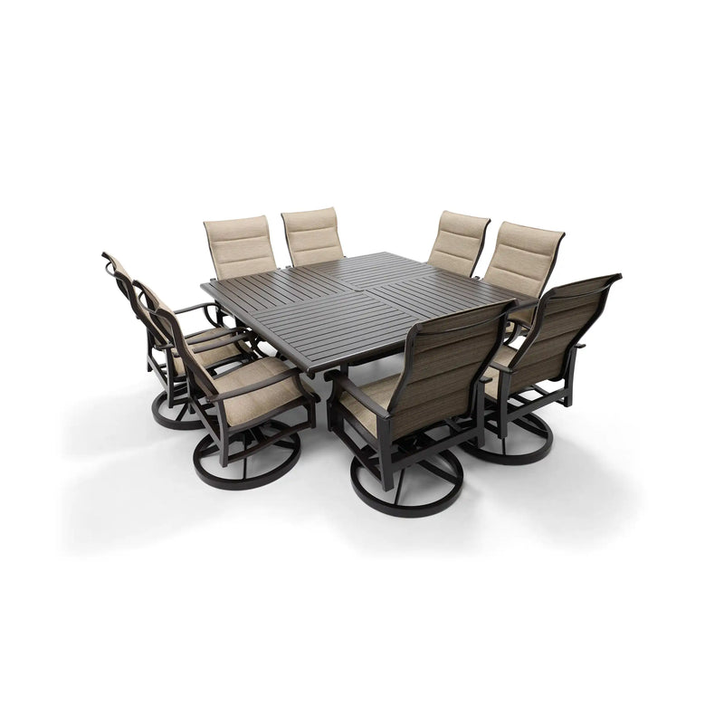 Stirling 9 Piece Padded Sling Square Dining Group - The Great Escape