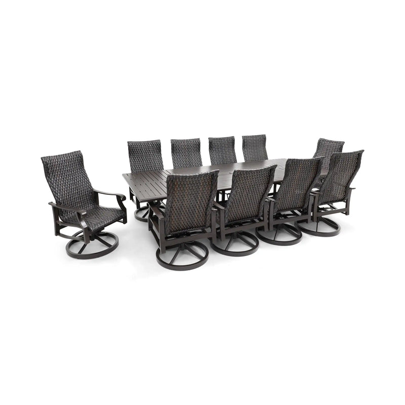 Stirling 11 Piece Woven Dining Group W/ 44"x112" Rect. Table - The Great Escape
