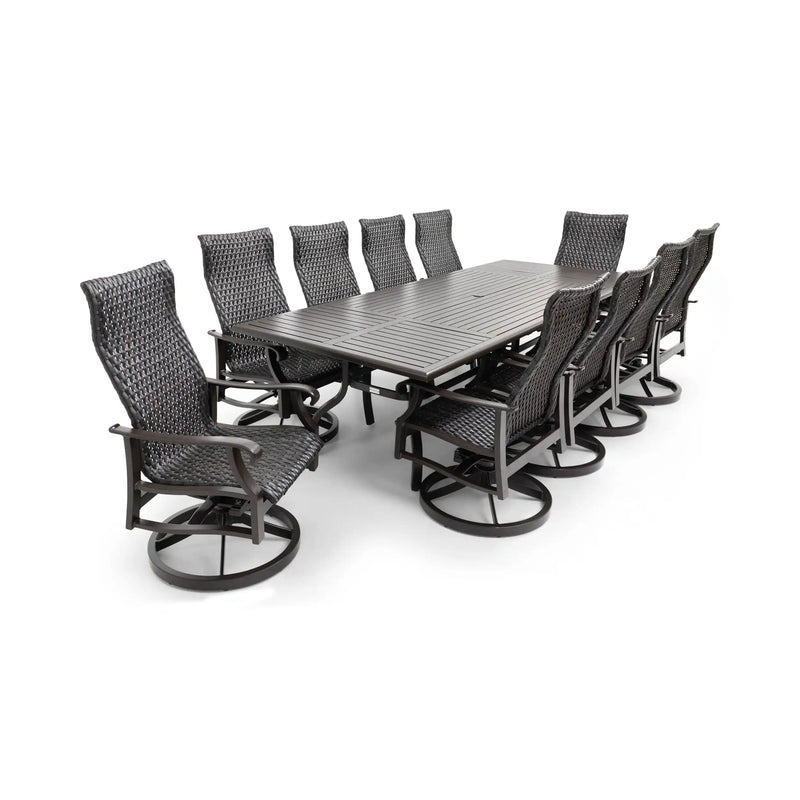 Stirling 11 Piece Woven Dining Group W/ 44"x112" Rect. Table - The Great Escape