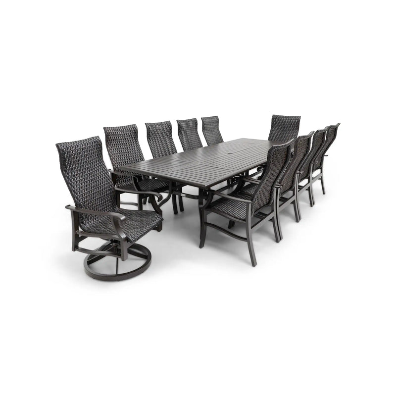 Stirling 11 Piece Woven Dining Group W/ 44"x112" Rect. Table - The Great Escape