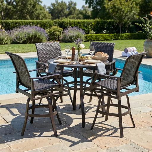 Stirling 5 Piece Woven Bar Height Group - The Great Escape