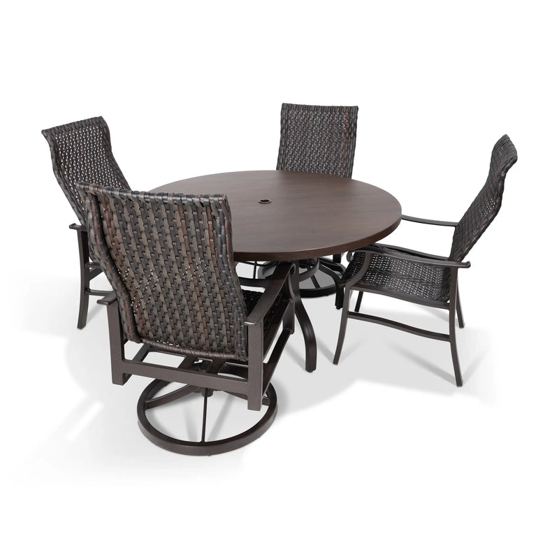 Stirling 5 Piece Woven Dining Group With 2 Swivel Rockers - The Great Escape