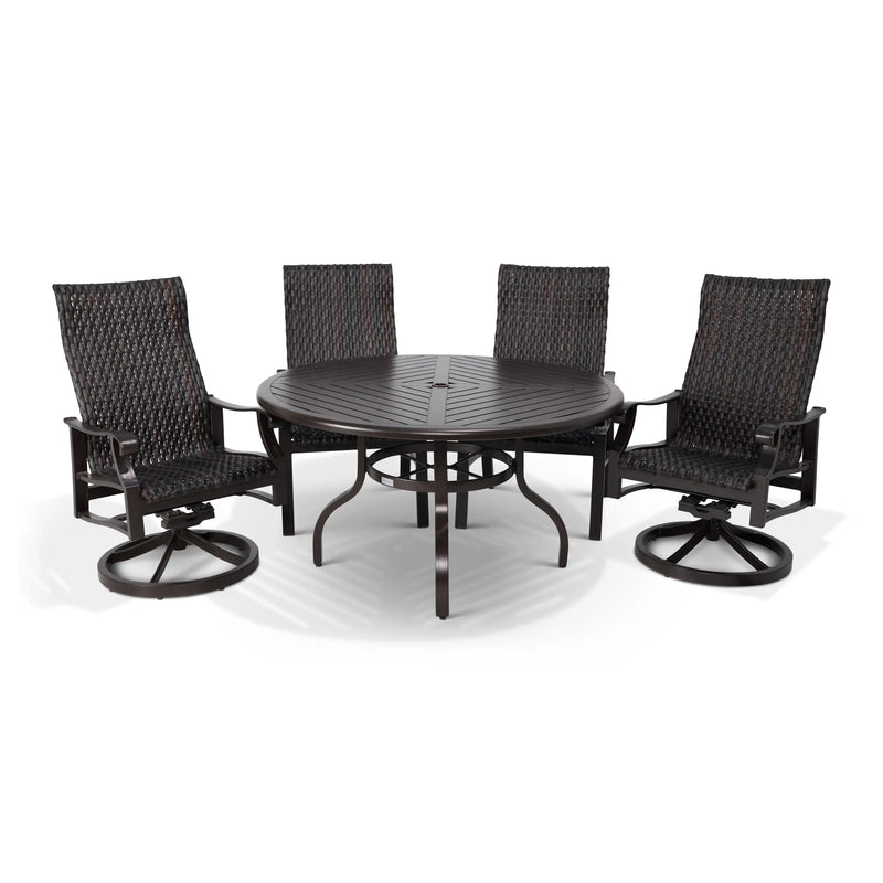 Stirling 5 Piece Woven Slat Dining Group With Two Swivel Rockers - The Great Escape