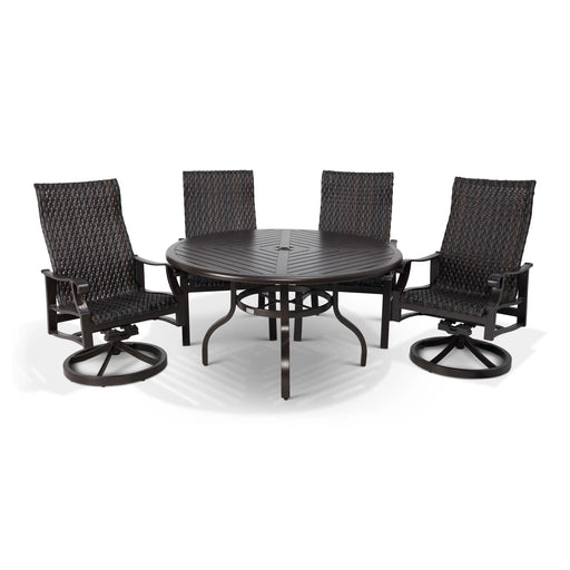 Stirling 5 Piece Woven Slat Dining Group With Two Swivel Rockers - The Great Escape