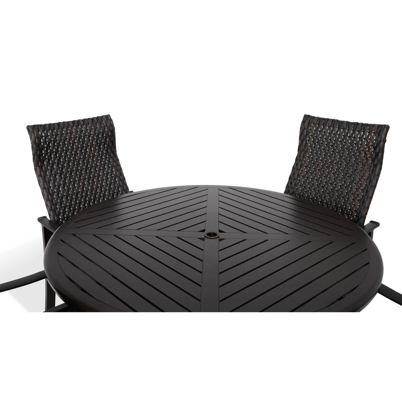 Stirling 5 Piece Woven Slat Dining Group With Two Swivel Rockers - The Great Escape