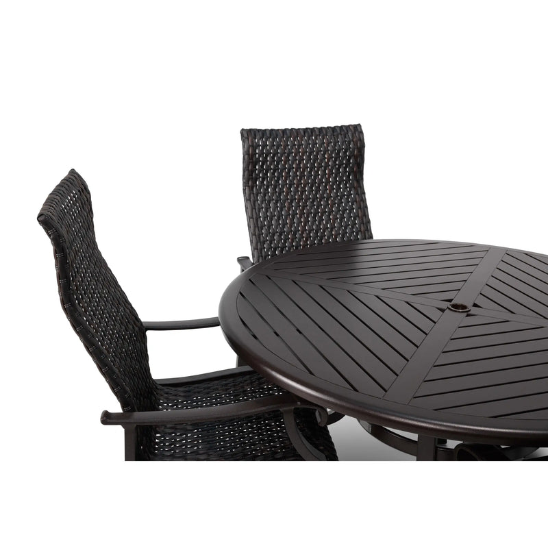 Stirling 5 Piece Woven Slat Dining Group With Two Swivel Rockers - The Great Escape