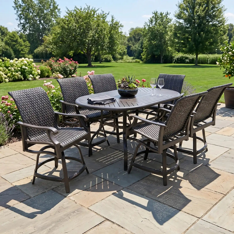 Stirling 7 Piece Woven Counter Height Group - The Great Escape
