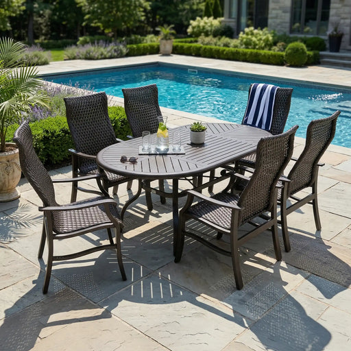 Stirling 7 Piece Woven Oval Dining Group - The Great Escape