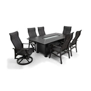 Stirling 7 Piece Woven Firepit Dining Group - The Great Escape