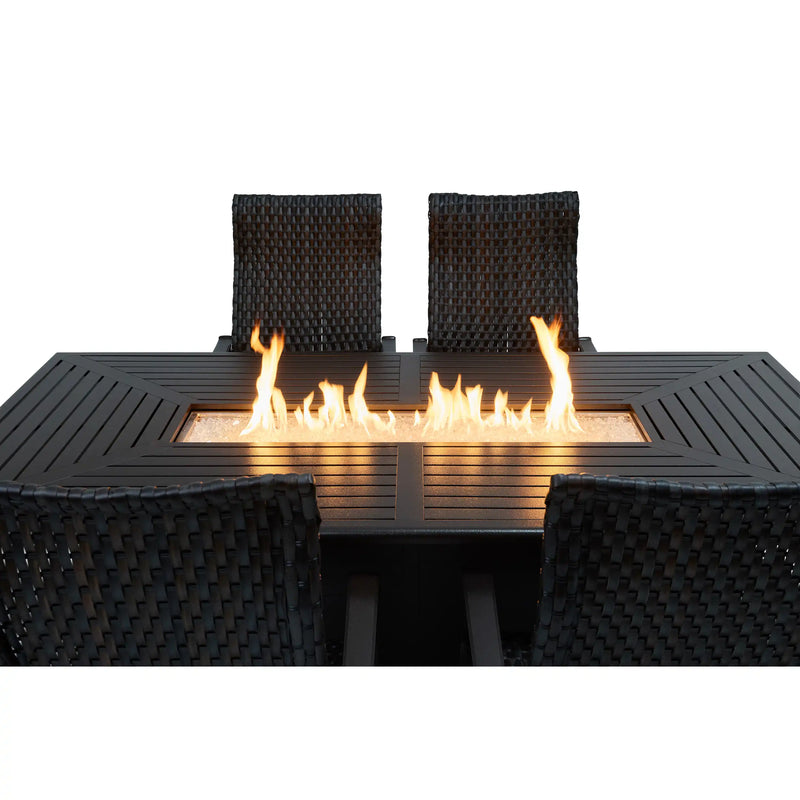 Stirling 7 Piece Woven Firepit Dining Group - The Great Escape