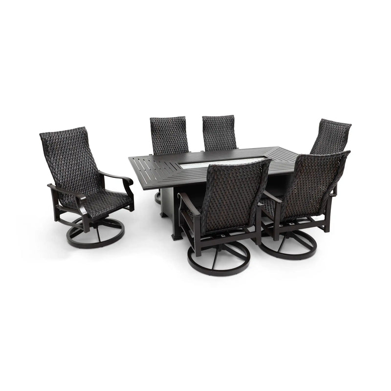 Stirling 7 Piece Woven Firepit Dining Group - The Great Escape