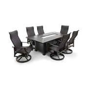 Stirling 7 Piece Woven Firepit Dining Group - The Great Escape
