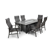 Stirling 7 Piece Woven Firepit Dining Group - The Great Escape