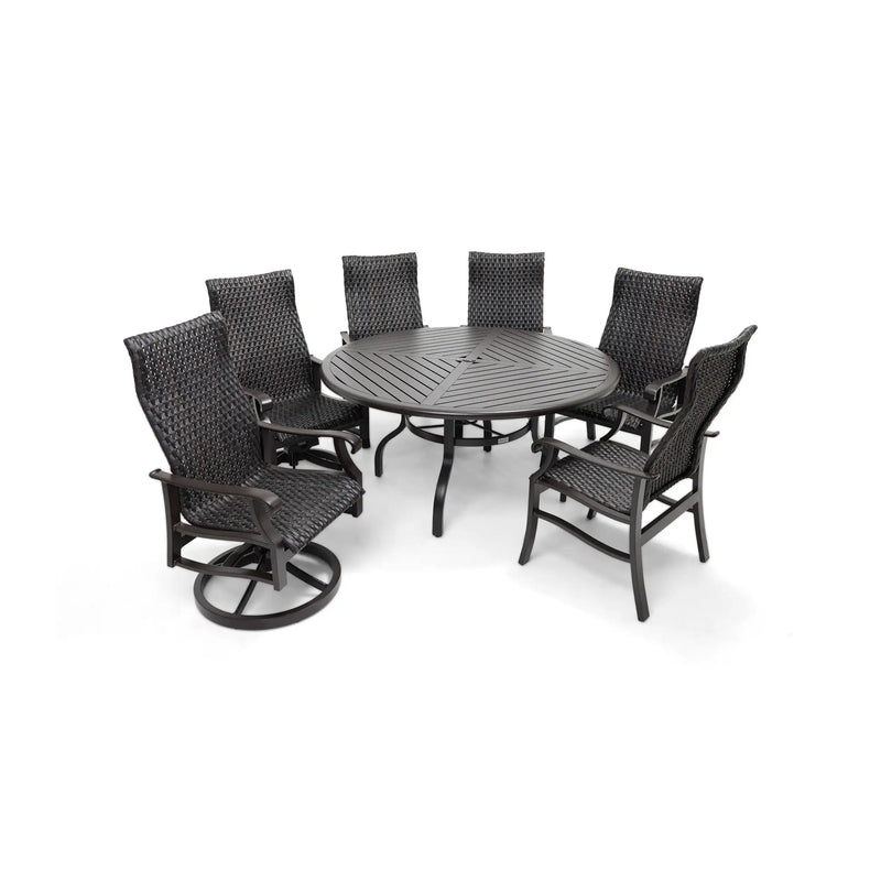 Stirling 7 Piece Woven Round Dining Group - The Great Escape