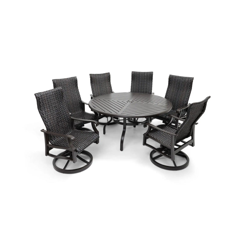 Stirling 7 Piece Woven Round Dining Group - The Great Escape