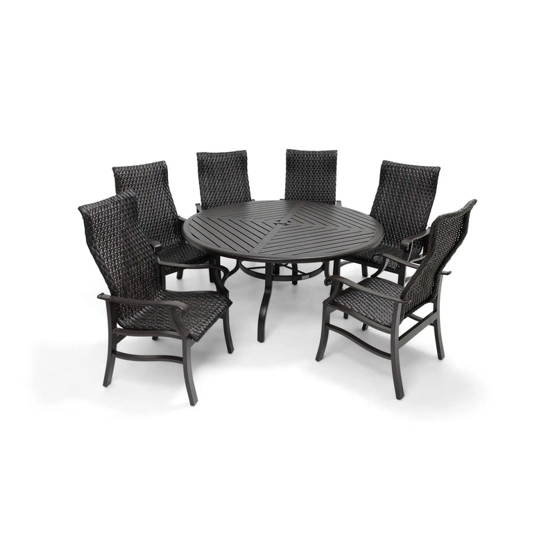 Stirling 7 Piece Woven Round Dining Group - The Great Escape
